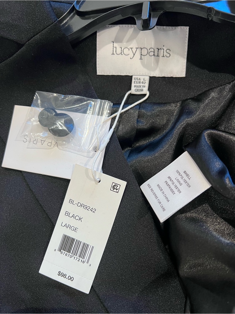 Lucy Paris Black Satin-Lined Blazer Dress
